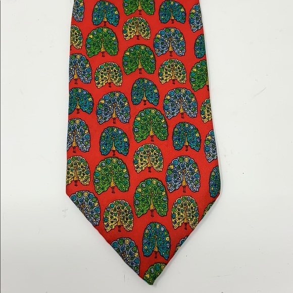 Dior Other - Vintage Christian Dior Red Peacock Silk Tie